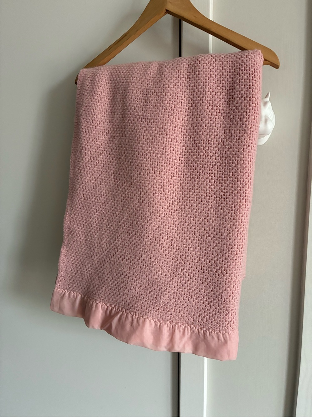Vintage Pink Waffle Knit Throw Blanket